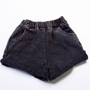 Kids Elastic-Waist Black Denim Shorts with Front Pockets